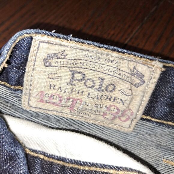 42Tx36 Polo Ralph Lauren The Hampton Straight Denim Blue Jeans Cotton w Pockets - Picture 8 of 9